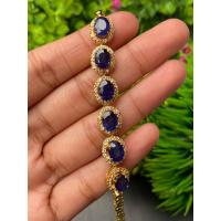 ราคา สร้อยข้อมือ พลอยแท้ ไพลิน Blue Sapphire Bracelet 14.96 กะรัต 6 เม็ด (22819075342)
