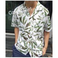 ราคา เสื้อเชิ้ตฮาวาย (Hawaii) ลายขนนก สีขาวเขียว มีไซส์ M-2XL (24120324109)