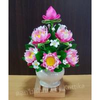 ราคา ดอกบัวไหว้พระ ดอกบัวบูชาพระ ดอกไม้ดินปั้น ดอกบัวปลอม พานพุ่มดอกบัว ของแต่งบ้าน (11612973272)