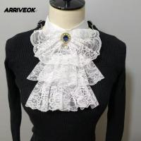 ราคา ARRIVEOK Victorian Lace Collar, White Elizabethan Jabot Neck Collar, Deformed Layered Fake Collar Stage Party (41528281896)