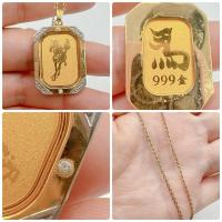 ราคา สร้อยคอ จี้แผ่นทองคำแท้ 99.99 แต่งเพชรแท้ (26076532968)