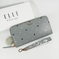 ราคา (EL255) ELLE กระเป๋าสตางค์ใบยาว สีเทา ซิปรอบ ลายหัวใจ หนังแท้ โลโก้ทอง ป้ายรูปหัวใจ มีสายคล้องมือ ของใหม่ ของแท้ 100% (6229930095)