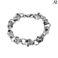 ราคา ANGELINO RUFOLO Bracelet ดีไซน์ Skull Chain สร้อยข้อมือผู้ชาย Stainless Steel 316L(สแตนเลสสตีล)คุณภาพเยี่ยม สีเงิน (3846777571)
