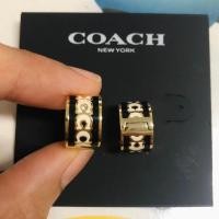 ราคา ต่างหู Coach แบบห่วงสีดำทอง สินค้าเป็นของแท้ ต่างหูโคช (28350029901)