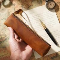 ราคา Retro Crazy Horse หนังซิปดินสอ Handmade Cowhide ปากกาสร้างสรรค์แฟชั่นเครื่องเขียนปากกาเก็บกระเป๋า (57952684332)