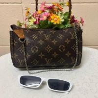 ราคา LV Pochette คาวน์ไฮด์หนังแท้ ฐาน 8 นิ้วสูง 5 นิ้ว สายเดิม สภาพดี (29602032159)