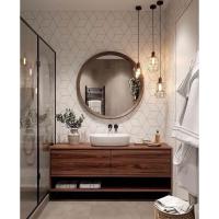 ราคา กระจกเงา, วีเนียร์วอลนัท, กระจกติดผนัง กรอบทรงกลม ขนาด 70*70 ซม. กระจกห้องน้ำ บานใหญ่ ลายไม้ กรอบไม้ ผิวเรียบสนิท (23549021185)