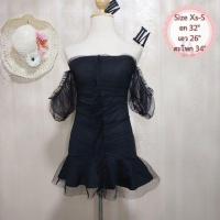 ราคา มินิเดรสสีดำ/เดรสเกาะอกสั้นสีดำ ไซส์ Xs-S (19973662698)