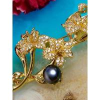 ราคา เข็มกลัดดอกไม้ฝังเพชรCZ ประดับไข่มุกแท้อันดามันเกรดAA (15851735561)