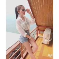 ราคา เสื้อเชิ้ตชีฟอง เสื้อคลุมแขนยาวซีทรู (14984135098)