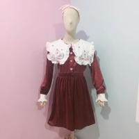 ราคา เดรสยาวกำมะหยี่ ผ้าเนื้อดี งานป้าย แบรนด์ Macaron (1825688646)