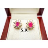 ราคา S.R.ต่างหูทับทิมพม่าแท้ล้อมเพชร ทับทิมเม็ดละ 3.50 กะรัต เพชรเม็ดละ 0.05 กะรัต น้ก100 พร้อมใบรับรองสินค้า เคลือบทองคำแท้1 (13653214267)