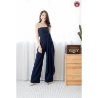 ราคา Jumpsuit จั๊มสูท เกาะอกขายาว แต่งผ้าชีฟอง ชุดออกงานสีกรม (2175128522)