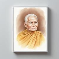 ราคา ภาพมงคล พระบูชา รูปหลวงปู่แหวน สุจิณฺโณ แนวภาพเขียนหลวงปู่เปี่ยมเมตตา ภาพวาดหลวงพ่อพร้อมกรอบ 4x6 นิ้ว (43225245054)