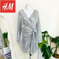 ราคา ไซด์ XL แบรนด์ H&M แท้ 100%เดรสงานเกล็ดวิบวับ สีเงิน ใส่ออกงาน ทรงเข้ารูป เดรสออกงาน ชุดปาร์ตี้ (27253884498)