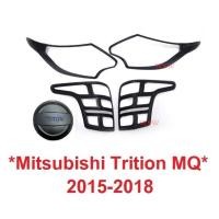 ราคา 1ชุด ครอบไฟหน้า ท้าย Mitsubishi Triton MQ 2015-2019 สีดำด้าน มิตซูบิชิ ไทรทัน ครอบไฟท้าย ครอบฝาถังน้ำมัน ไฟหน้า แต่งไฟ (12567736438)