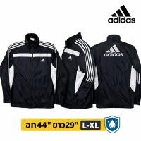 ราคา Adidas Jacket Black เสื้อแจ็คเก็ต adidas สีดำ แขนสามแถบ กันน้ำ ไซซ์ L-XL อก44 ยาว29 มือสองแท้ (52454930226)