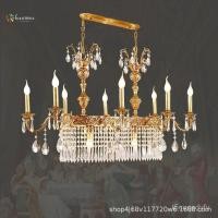 ราคา JLFD โคมระย้าร้านอาหารสไตล์ยุโรปโคมไฟทองแดงหรูหราแสงสร้างสรรค์ฝรั่งเศสสี่เหลี่ยมผืนผ้าโคมไฟคริสตัลวิลล่าอาคารคู่โคมไฟเที (27002828179)