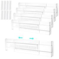 ราคา 4Packลิ้นชัก Dividers 11.3in-19.7in ลิ้นชักปรับได้ Organiser Divider 3.2in ลิ้นชักใสสูงแยกขยายได้ SHOPQJC0492 (53352072484)