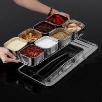 ราคา ถังปรุงรส กล่องเก็บเครื่องปรุง กล่อใส่เครื่องปรุงรสหกช่อง กล่องปรุงรสสแตนเลสหนา กล่องใส่เครื่องปรุงสสแตนเลส (27436342079)
