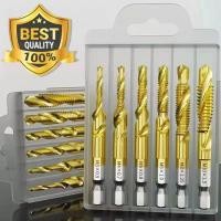 ราคา ชุดดอกสว่านต๊าป ชุดดอกสว่านต๊าปเกลียว ดอกสว่าน 6 ชิ้น ดอกสว่านต๊าปเกลียว ชุบไททาเนียม 3-10 มม. (29388438047)