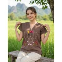 ราคา เสื้อกะเหรี่ยงปักมือ ผ้าฝ้ายผสมใยกัญชง งานคราฟต์แท้ (51703060955)