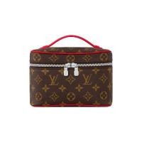 ราคา Louis Vuitton 23 รุ่น Nice ผู้หญิงผ้าใบสีน้ำตาล/แดงขนาดเล็กพร้อมหนังกระเป๋าเครื่องสำอางเปิดซิปคู่ (27164264959)