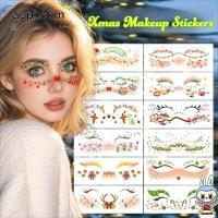 ราคา AOPHEKM 12 ชิ้นสติกเกอร์แต่งหน้าคริสต์มาส, Face Tattoo สไตล์ Art Decals สติ๊กเกอร์รอยสักใบหน้า, Creative Eye แต่งหน้าออกแบบ Freckle Decals Christmas Party (53703507151)