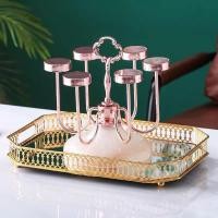 ราคา ที่วางแก้วที่วางแก้ว - ฐานโรสโกลด์และคริสตัลคุณภาพสูง มาพร้อมถาดแก้ว ถาดกระจก เก็บน้ํา (49551531749)