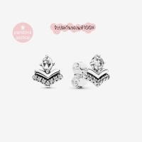 ราคา (ของแท้100%) แถมกล่อง Pandora silver earrings ต่างหูเพชรสามเหลี่ยม (10770051758)