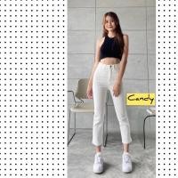 ราคา candyfashionกางเกงขากระบอกเล็กผ้ายืด (19480701997)