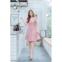 ราคา เดรสลูกไม้ฉลุ สีชมพู (5969016082)