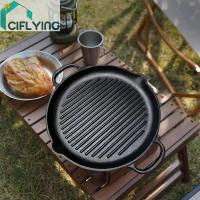 ราคา 32 ซม./12.6 นิ้วกระทะเหล็กหล่อ Double Handle Ribbed รอบกระทะย่าง Skillet BBQ Griddle สเต็กแพนเค้กย่างกระทะทอดสําหรับแก๊สไฟฟ้า Cooktops [Ciflying.th] (53401548402)
