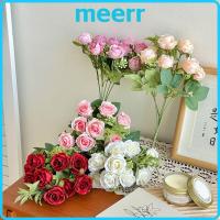 ราคา MEERR ช่อดอกกุหลาบประดิษฐ์ ผ้าไหม 10 หัว สำหรับ DIY และการตกแต่งบ้าน (41619288381)