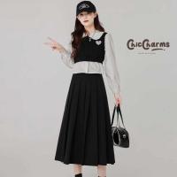 ราคา กระโปรงพลีทยาว เกรดสูง แบบเข้ารูปกระโปรงนักศึกษาพลีท จีบใหญ่ (22650201265)