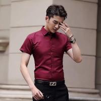 ราคา เสื้อเชิ้ตเกาหลี แขนสั้น สีพื้น ใส่สบาย ไม่ต้องรีด ระบายความร้อนได้ยอดเยี่ยมP9 (22329392893)