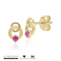 ราคา Gemondo ต่างหูทองคำ 9K ประดับทับทิม (Ruby) ดีไซน์ทรงกลมซ้อนกัน (21957416031)