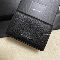 ราคา PFE2510 ysl wallet unisex black color with silver hardware (29081893069)
