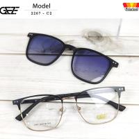 ราคา กรอบแว่นสายตา GEZE Clip-On รุ่น 2267 - C2 เต็มกรอบสีดำ-ทอง คลิปออนแม่เหล็ก เลนส์กันแดดPolarized (484306553)