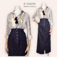 ราคา used R-VISION Chiffon Python Blouse Shirts เสื้อผ้าชีฟองลายงู สไตล์ยับๆนะคะไม่ต้องรีด Made in korea เกร๋ฝุดๆ (22677078378)