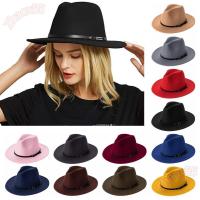 ราคา ZJAOX Felt Fedora หมวกวินเทจพร้อมหัวเข็มขัดหมวกคาวบอยปีกกว้าง (54605314720)