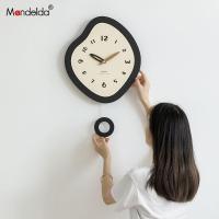 ราคา Mandelda punch-free โมเดิร์นนาฬิกาแขวนแกว่งเรียบง่ายสไตล์ฝรั่งเศสครีมสไตล์สร้างสรรค์ผนังนาฬิกาเงียบ (24003432456)