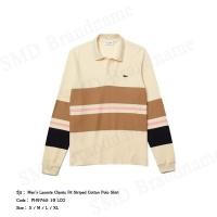 ราคา Lacoste เสื้อโปโลชาย รุ่น Men’s Lacoste Classic Fit Striped Cotton Polo Shirt Code: PH9765 10 LCG (14699859226)
