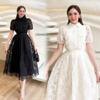 ราคา ชุดเซ็ตลูกไม้ดำ!!! S-5XL Set2ชิ้น ชุดลูกไม้ขาว,เสื้อสีขาวแขนพองกระดุมหน้า+กระโปรงยาวผ้าลูกไม้ฉลุลาย งานป้าย Orange Juice (40072319447)