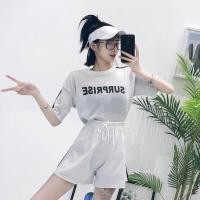 ราคา เซท 2 ชิ้น เสื้อ+กางเกงผ้าวิ้งๆสกรีนลายแต่งแถบ (1590490725)