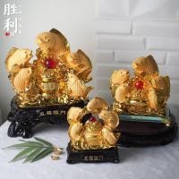 ราคา ปลาหลีฮื้อ ปลาโชคลาภ 5 ตัว ล้อมกระถางสมบัติ เสริมโชคลาภ งานเรซิ่นพ่นทรายสีทอง/สีขาว สูง 7.5/11 นิ้ว (858296245)