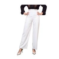 ราคา กางเกงขายาวผ้าฮานาโกะ size L เอวสูง ผ้านิ่ม ขากระบอกใหญ่ สีขาว (6404045067)