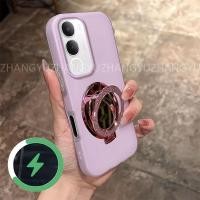 ราคา เหมาะสําหรับเคสโทรศัพท์ Vivo Y19S สไตล์ใหม่กระจกแต่งหน้ากลิตเตอร์แท่นชาร์จแม่เหล็กกันกระแทก 2-in-1 เคสนิ่ม GD05 (52155680558)