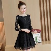 ราคา ชุดเดรสลูกไม้สีดำ แขนยาว ชุดผ้าลูกไม้สั้นสวยๆ น่ารักๆ แฟชั่นเกาหลี (517710629)