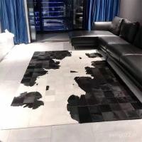 ราคา โต๊ะผ้าห่มหนังวัวนอร์ดิกนักออกแบบสีดําพรมขนาดใหญ่เย็บการศึกษาสร้างสรรค์สีดําสีขาวห้องนั่งเล่นหนังวัวเลือก NDEQ (45302478137)